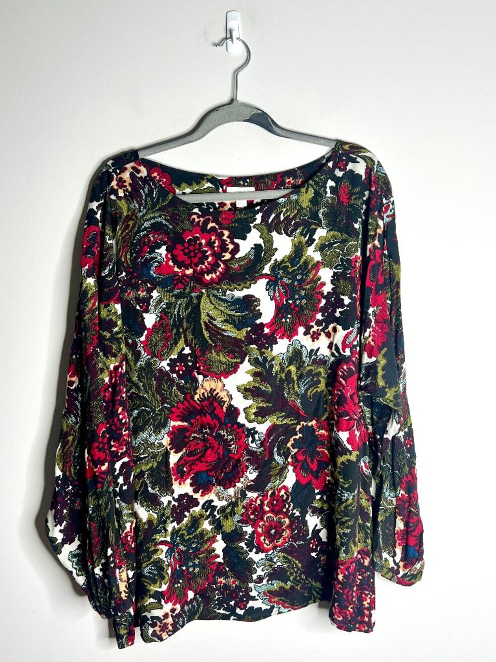 J. Jill Dark Moody Fall Floral Drapey Flowy Long Sleeve Top Fall Transition 2X